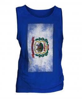 West Virginia State Faded Flag Mens Vest