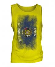 Wisconsin State Faded Flag Mens Vest