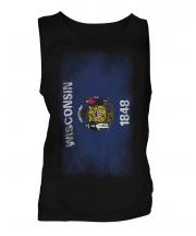 Wisconsin State Faded Flag Mens Vest