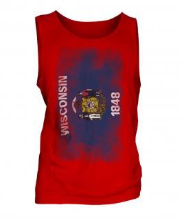 Wisconsin State Faded Flag Mens Vest