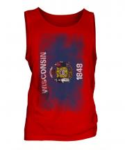 Wisconsin State Faded Flag Mens Vest