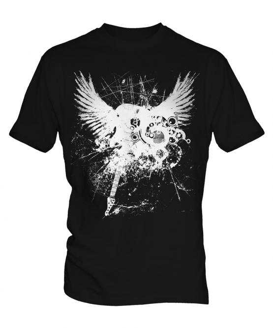 Grunge Guitar Tattoo Mens T-Shirt