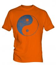 Yin Yang Distressed Print Mens T-Shirt