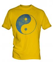 Yin Yang Distressed Print Mens T-Shirt