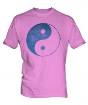 Yin Yang Distressed Print Mens T-Shirt