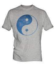 Yin Yang Distressed Print Mens T-Shirt
