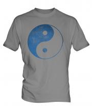 Yin Yang Distressed Print Mens T-Shirt