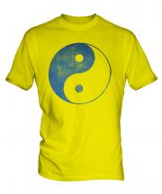 Yin Yang Distressed Print Mens T-Shirt