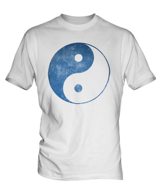 Yin Yang Distressed Print Mens T-Shirt