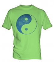 Yin Yang Distressed Print Mens T-Shirt
