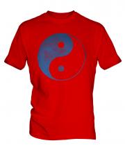 Yin Yang Distressed Print Mens T-Shirt
