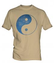 Yin Yang Distressed Print Mens T-Shirt