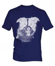 Border Collie Sketch Mens T-Shirt