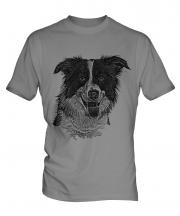 Border Collie Sketch Mens T-Shirt