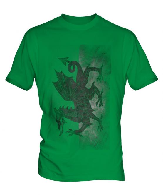 Welsh Flag Faded Print Mens T-Shirt