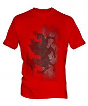 Welsh Flag Faded Print Mens T-Shirt