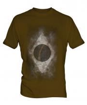 Brazil Flag Faded Print Mens T-Shirt