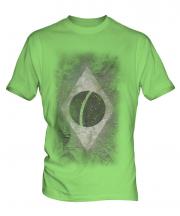 Brazil Flag Faded Print Mens T-Shirt