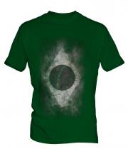 Brazil Flag Faded Print Mens T-Shirt