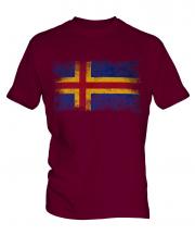 Aland Distressed Flag Mens T-Shirt