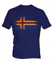 Aland Distressed Flag Mens T-Shirt