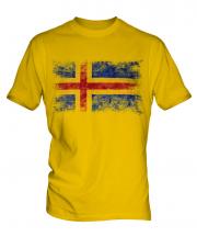 Aland Distressed Flag Mens T-Shirt
