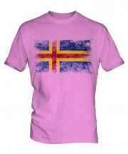 Aland Distressed Flag Mens T-Shirt