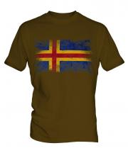 Aland Distressed Flag Mens T-Shirt