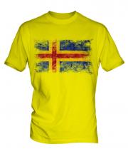 Aland Distressed Flag Mens T-Shirt