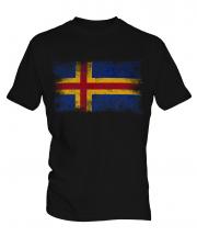 Aland Distressed Flag Mens T-Shirt