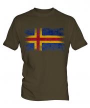 Aland Distressed Flag Mens T-Shirt