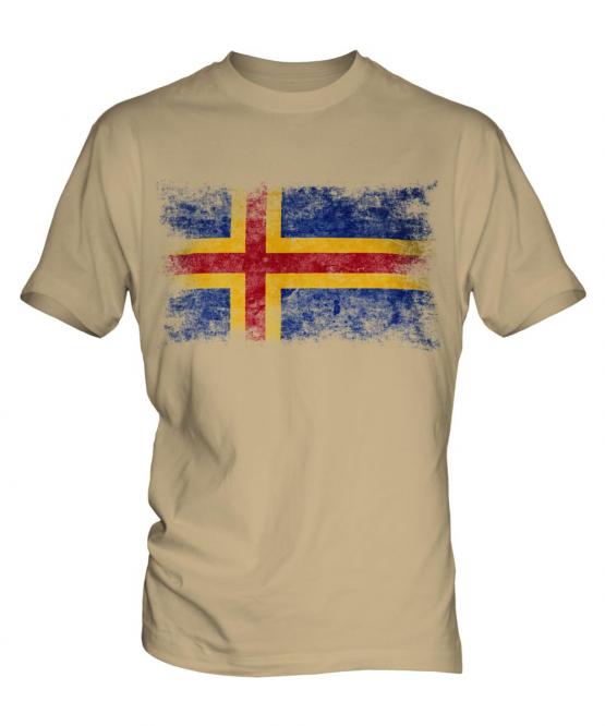 Aland Distressed Flag Mens T-Shirt