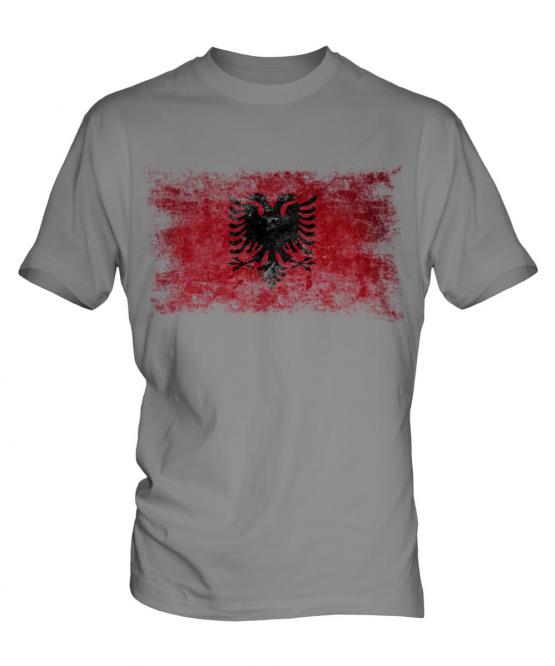 Albania Distressed Flag Mens T-Shirt