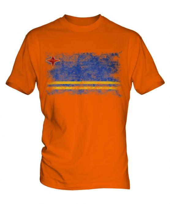 Aruba Distressed Flag Mens T-Shirt