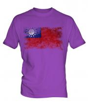 Burma Distressed Flag Mens T-Shirt