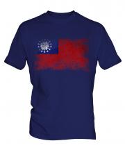 Burma Distressed Flag Mens T-Shirt