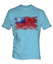 Burma Distressed Flag Mens T-Shirt