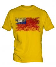 Burma Distressed Flag Mens T-Shirt