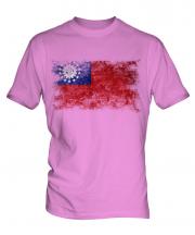 Burma Distressed Flag Mens T-Shirt