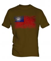 Burma Distressed Flag Mens T-Shirt