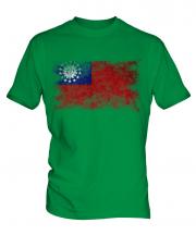 Burma Distressed Flag Mens T-Shirt