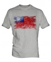 Burma Distressed Flag Mens T-Shirt
