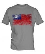 Burma Distressed Flag Mens T-Shirt