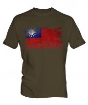 Burma Distressed Flag Mens T-Shirt