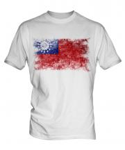 Burma Distressed Flag Mens T-Shirt
