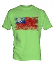 Burma Distressed Flag Mens T-Shirt