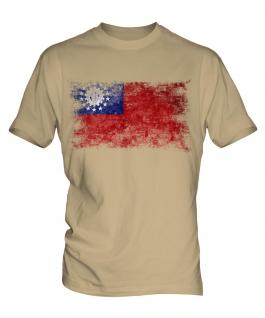Burma Distressed Flag Mens T-Shirt