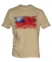 Burma Distressed Flag Mens T-Shirt