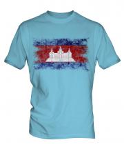 Cambodia Distressed Flag Mens T-Shirt
