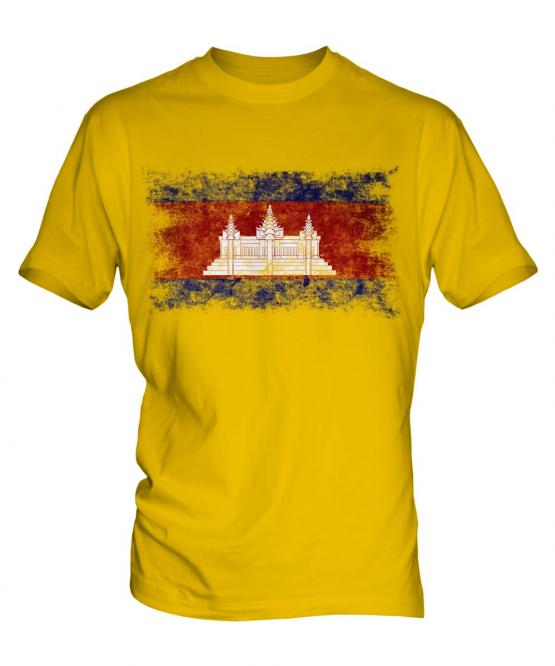 Cambodia Distressed Flag Mens T-Shirt